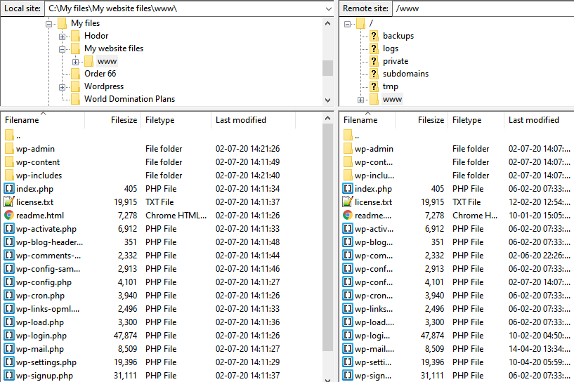 The files are downloaded to the target folder