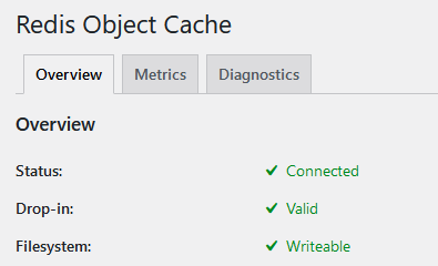 redis objhect cache enabled