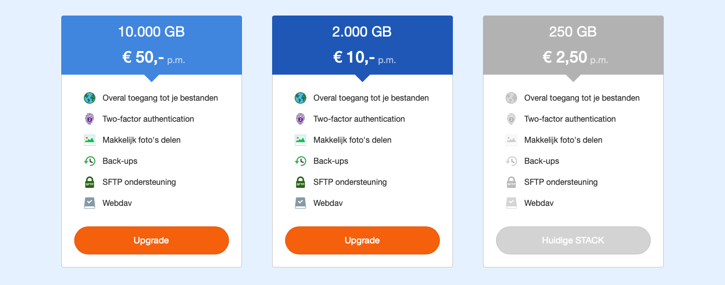 Kies je upgrade