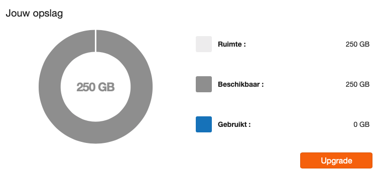 klik naast jouw opslag op upgrade