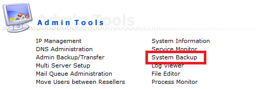 directadmin admin tools system