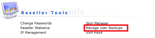 directadmin reseller tools manage user backups