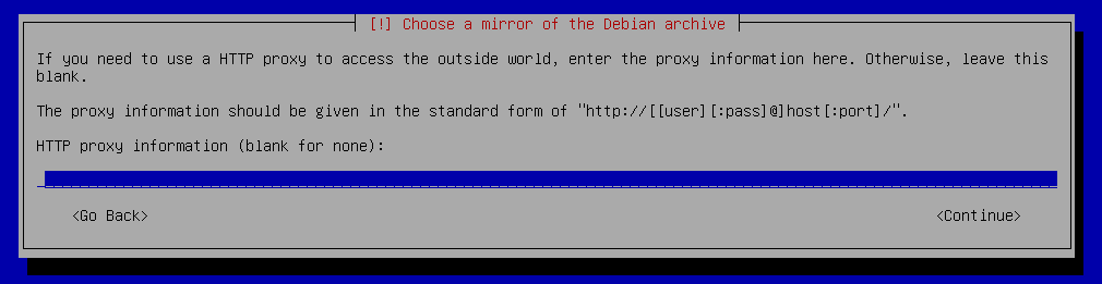 debian 9 installation choose proxy