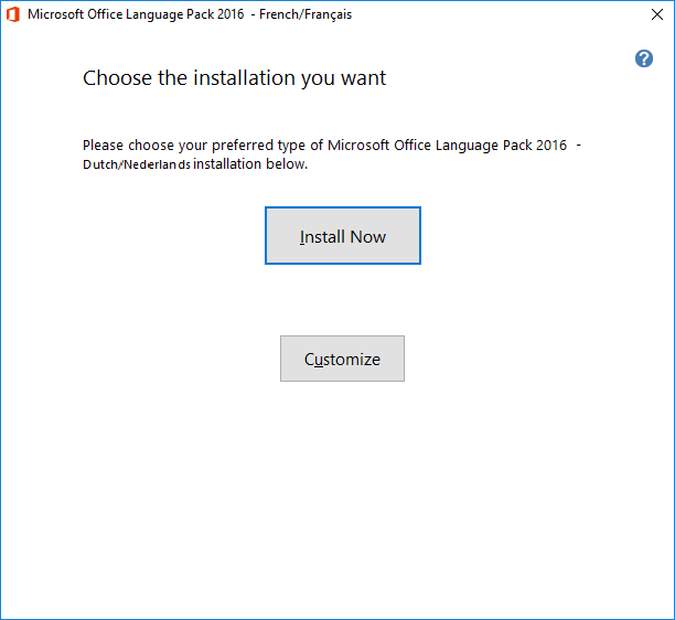 office language pack install now