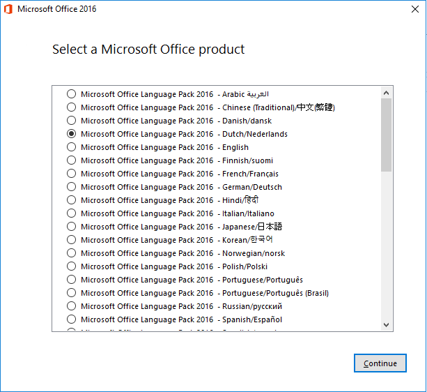 microsoft office 2016 language pack download