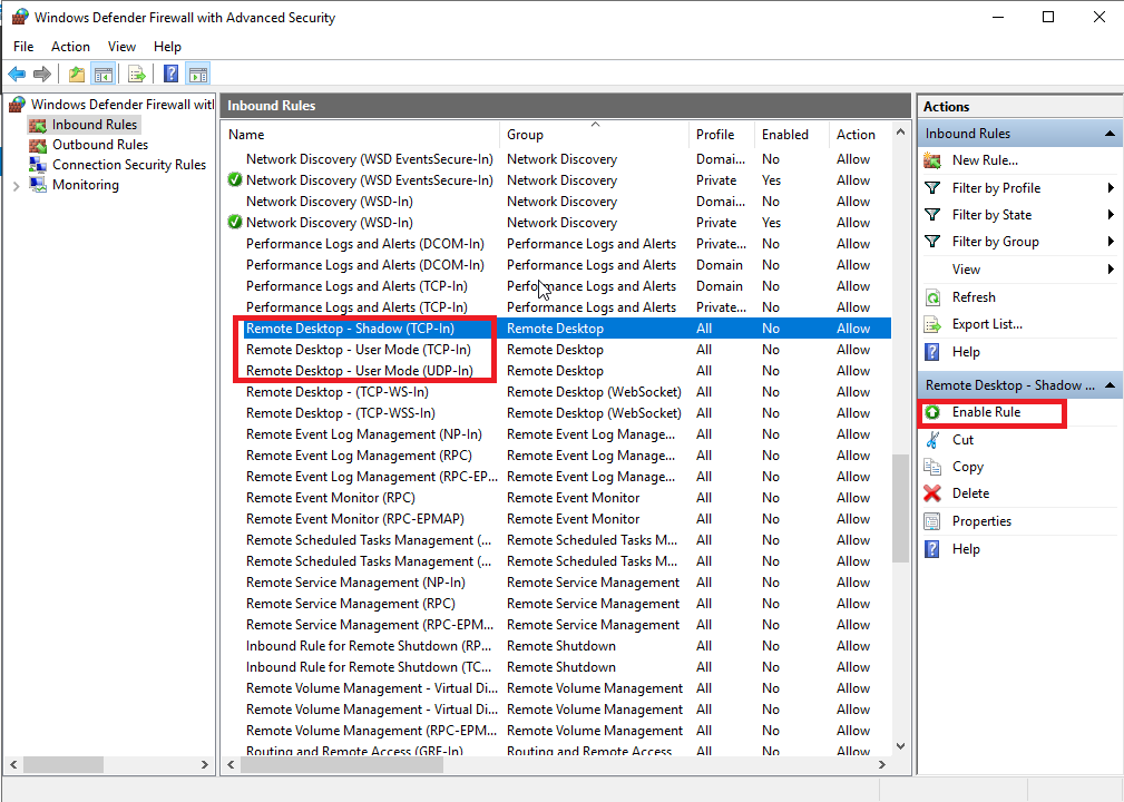 Enable rdp windows server 2012