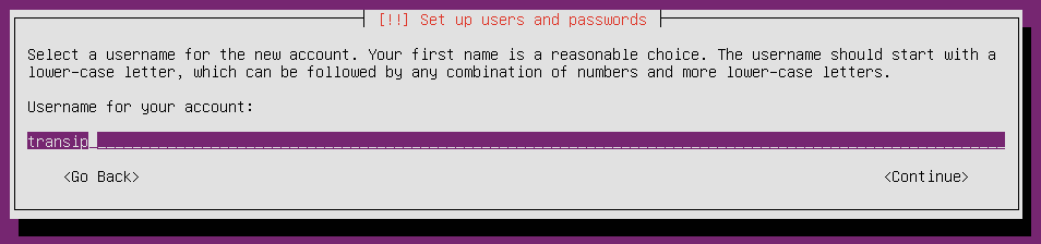 ubuntu 18 installation create user