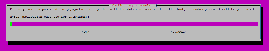 configuring phpmyadmin choose password