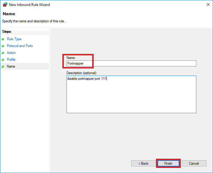 windows firewall new rule name