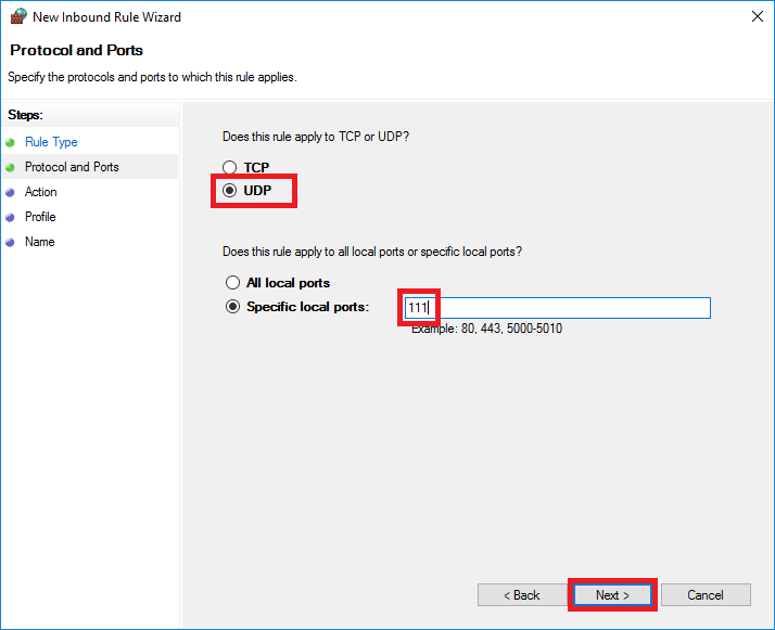 firewall port inbound windows terminal server