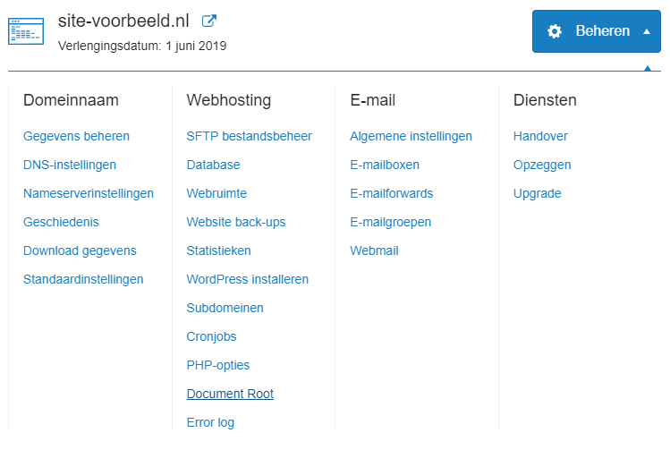 stel de document root in