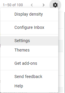 open settings in gmail