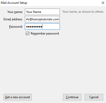 Configuring Your Email Address With Mozilla Thunde Transip