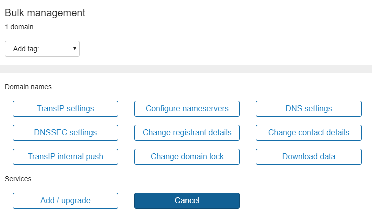 Select your domain name and click cancel