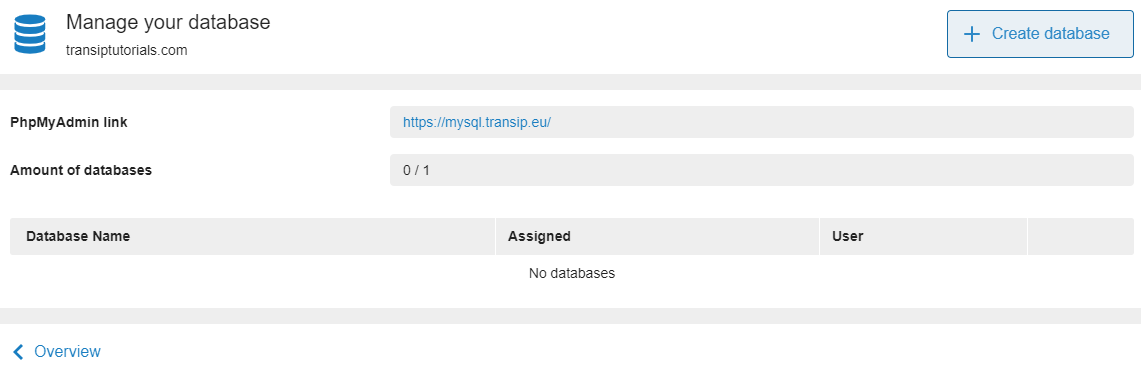 click create database