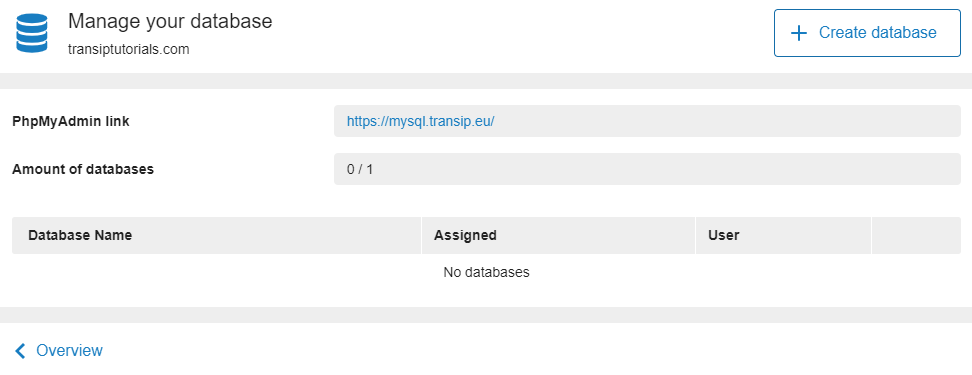 click create database