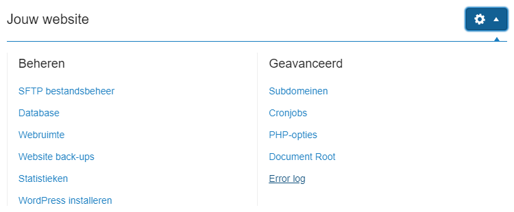 Ga naar de Error Log
