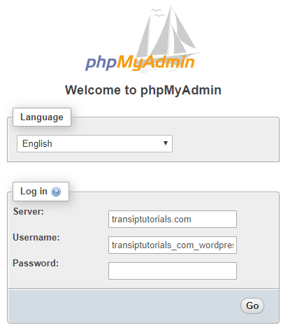 login to phpmyadmin